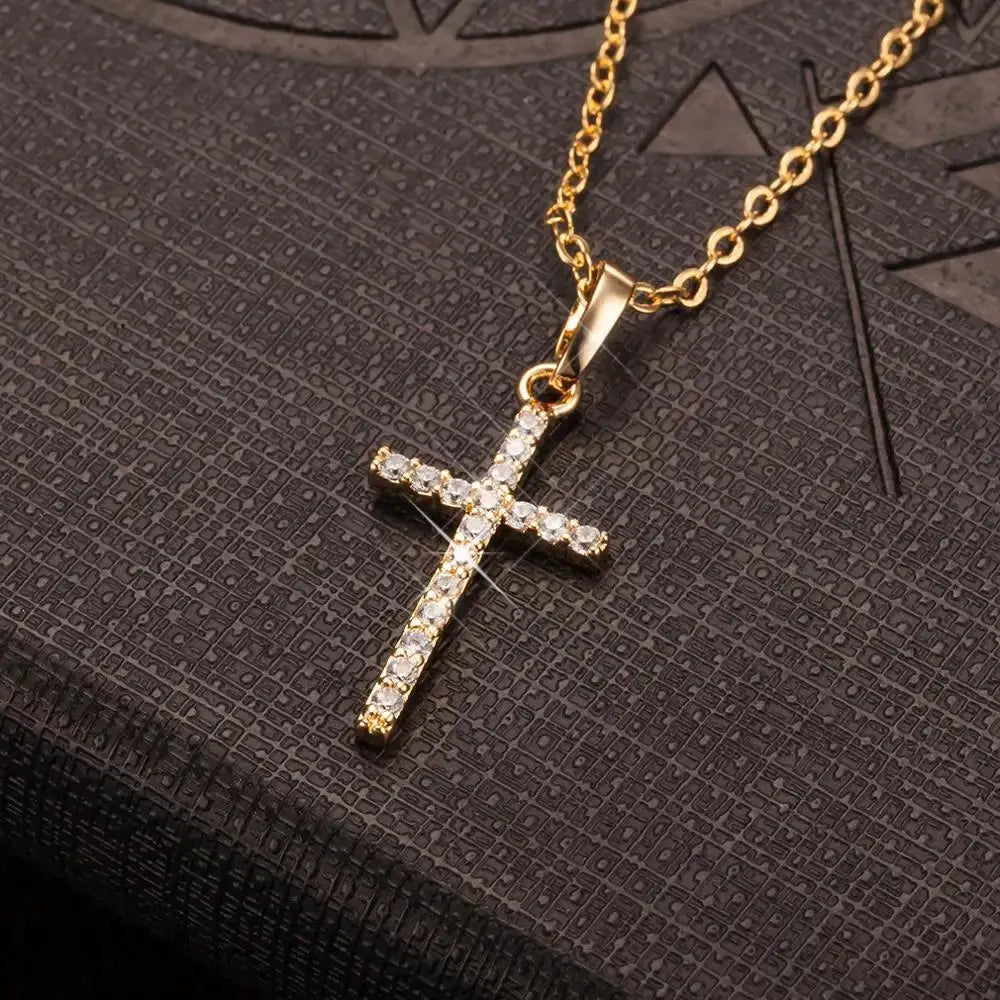 Golden Silver Color Crystal Jesus Cross Pendant Necklace Jewelry - USMJ0259 AliExpress-Dropship