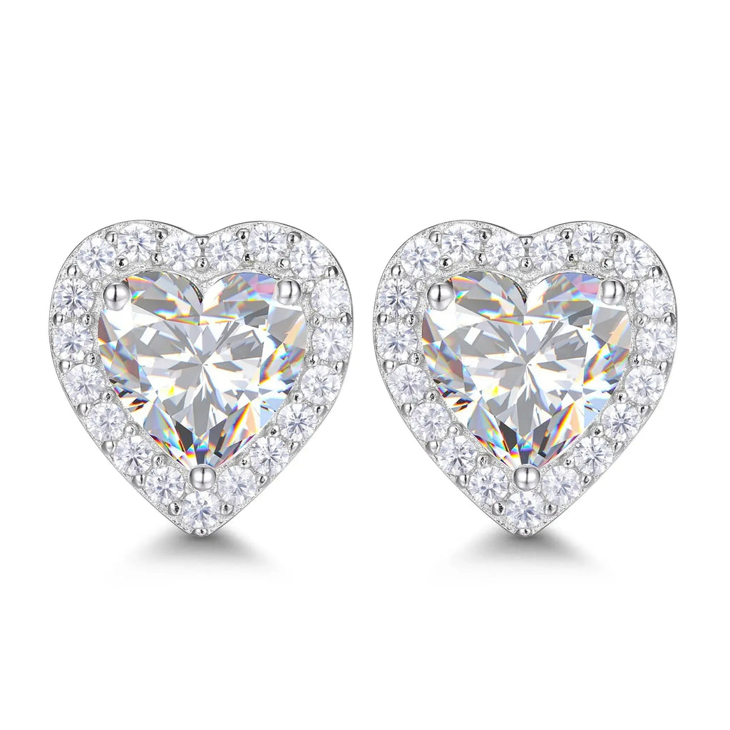 White Gold, Heart Cut VVS Moissanite Diamond Stud Earrings - USMJ0244 AliExpress-Dropship