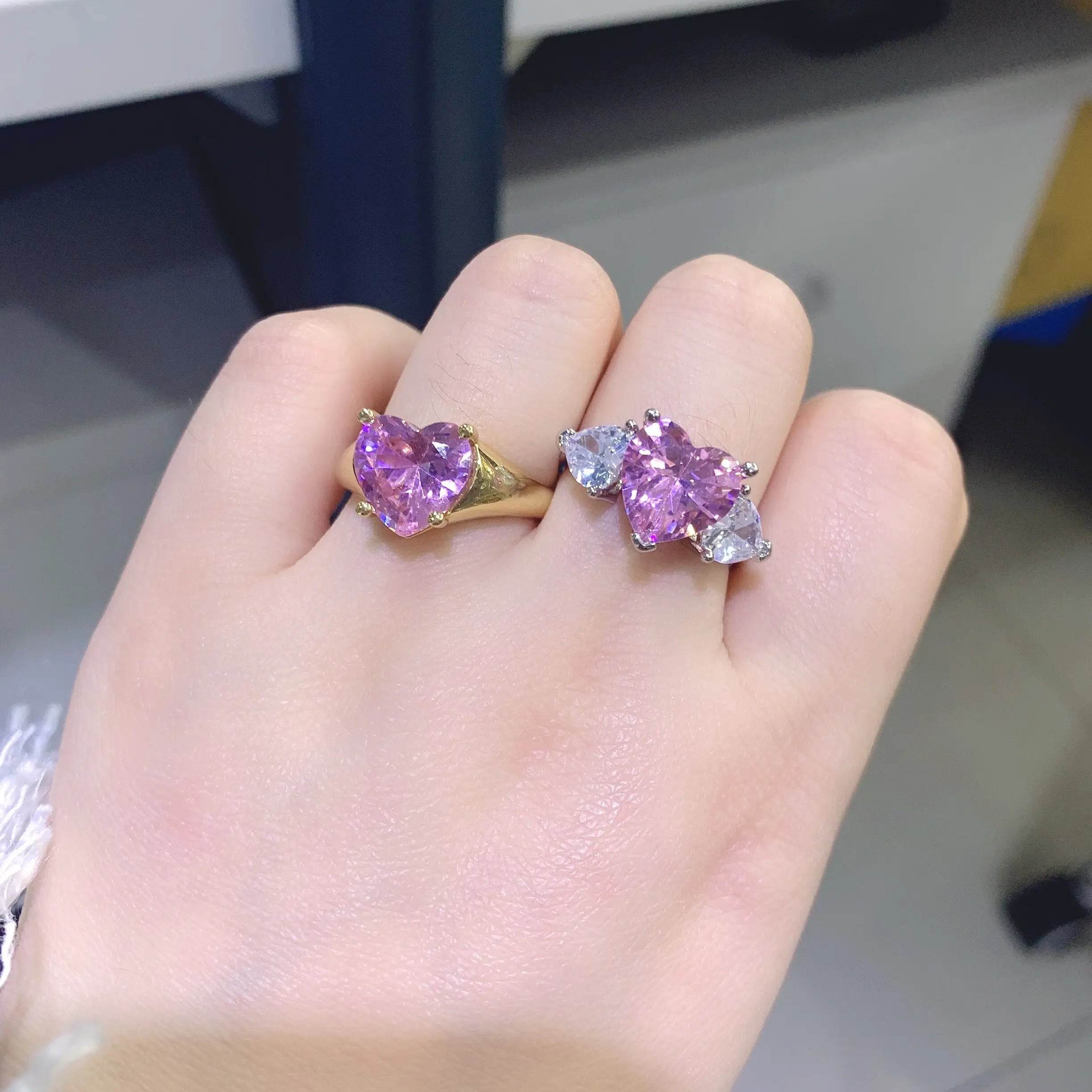 5A heart shape CZ iced out bling heart CZ tennis necklace - USMJ0250