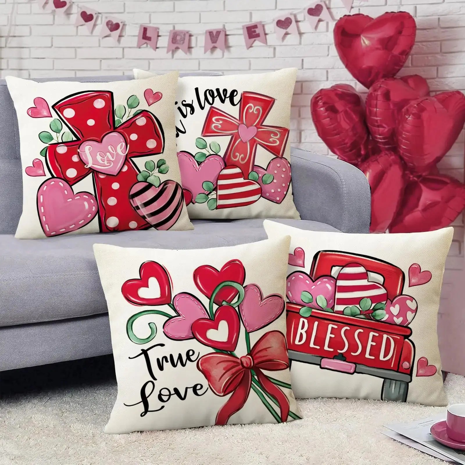 Cushion Pillow Cover, Christian Cross love Heart Truck White Pillowcase - USMDG0239 AliExpress-Dropship