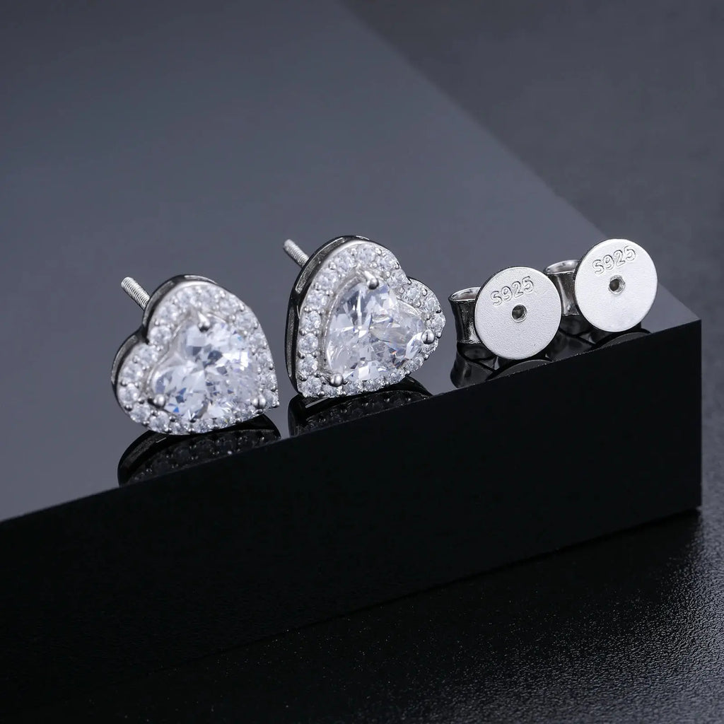 White Gold, Heart Cut VVS Moissanite Diamond Stud Earrings - USMJ0244 AliExpress-Dropship