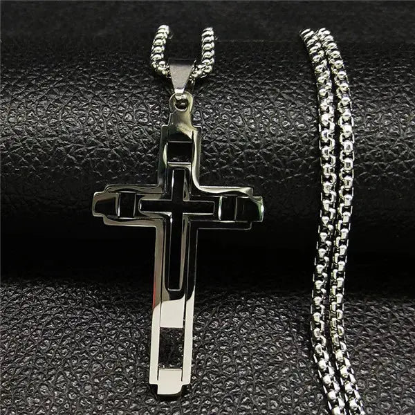 Cross Stainless Steel Choker Necklace for Man Gold Color - USMJ0223 AliExpress-Dropship