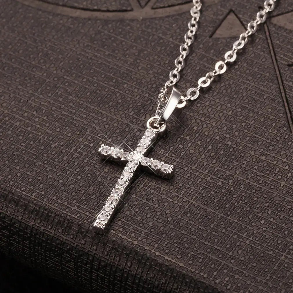Golden Silver Color Crystal Jesus Cross Pendant Necklace Jewelry - USMJ0259 AliExpress-Dropship