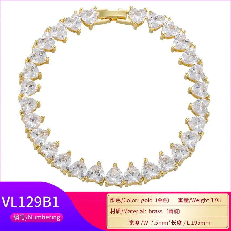 5A heart shape CZ iced out bling heart CZ tennis necklace - USMJ0250 AliExpress-Dropship