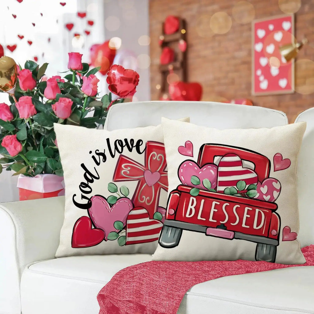 Cushion Pillow Cover, Christian Cross love Heart Truck White Pillowcase - USMDG0239 AliExpress-Dropship