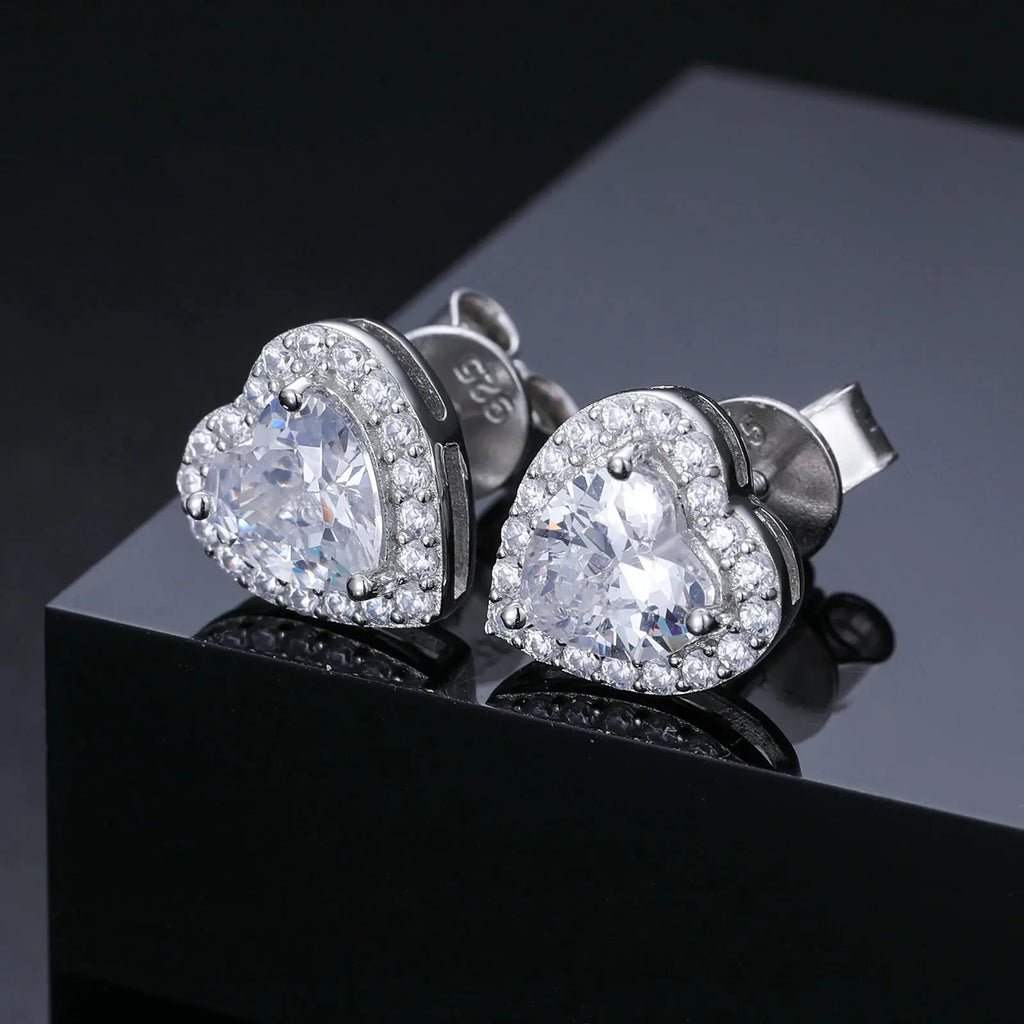 White Gold, Heart Cut VVS Moissanite Diamond Stud Earrings - USMJ0244 AliExpress-Dropship