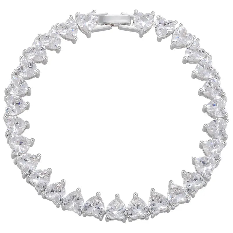 5A heart shape CZ iced out bling heart CZ tennis necklace - USMJ0250 AliExpress-Dropship