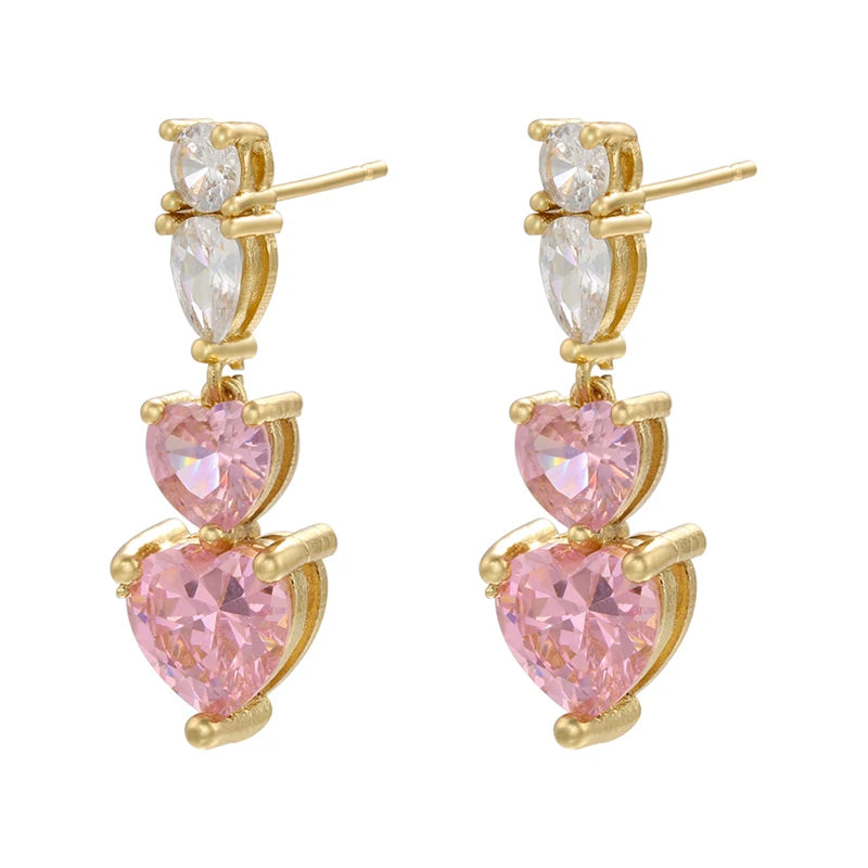 5A heart shape CZ iced out bling heart CZ tennis necklace - USMJ0250