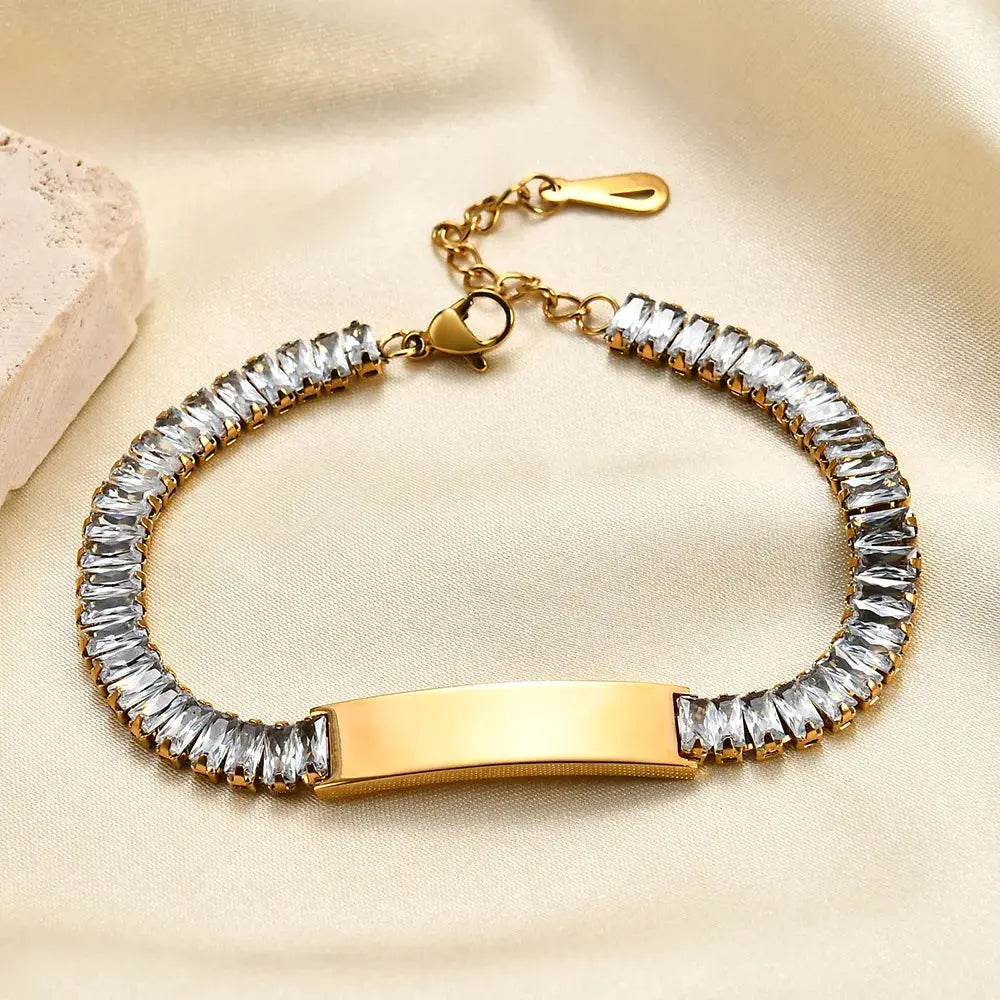 Unisex Bracelet Cubic Zirconia Laser Engraved Logo - USMK0233 AliExpress-Dropship