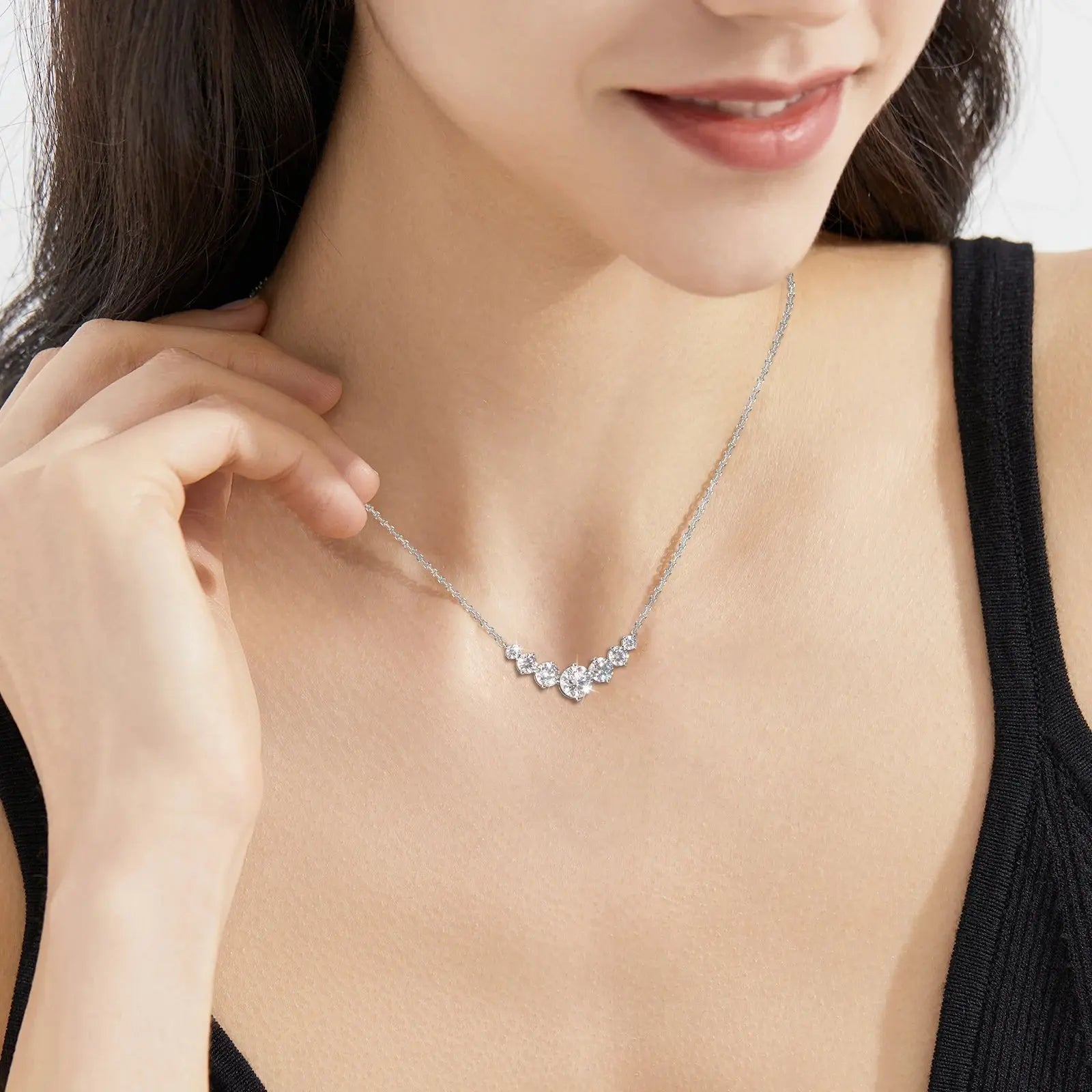 Heart Moissanite Pendant S925 Sterling Silver Chain Women Smile - USMJ0258 AliExpress-Dropship