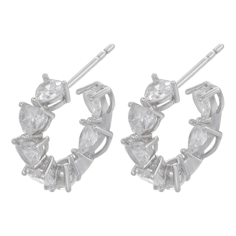 5A heart shape CZ iced out bling heart CZ tennis necklace - USMJ0250