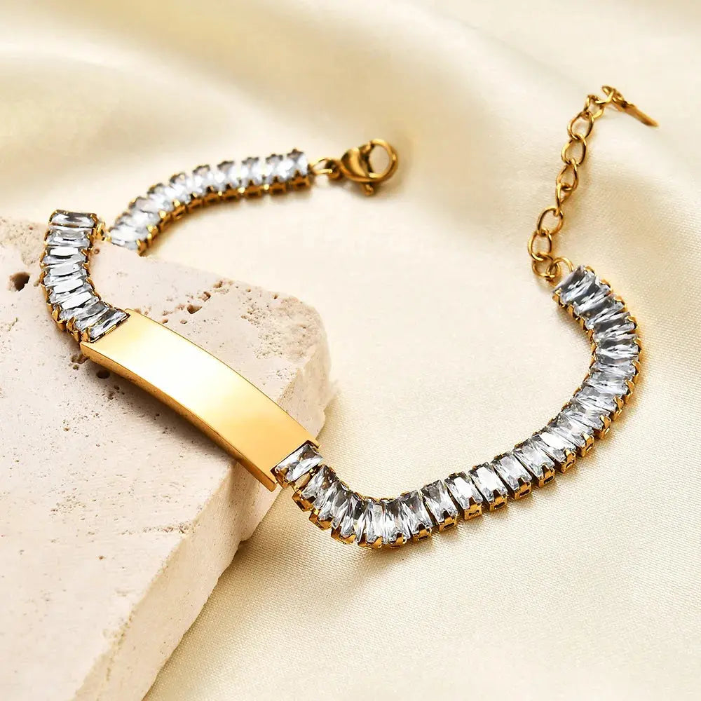Unisex Bracelet Cubic Zirconia Laser Engraved Logo - USMK0233 AliExpress-Dropship