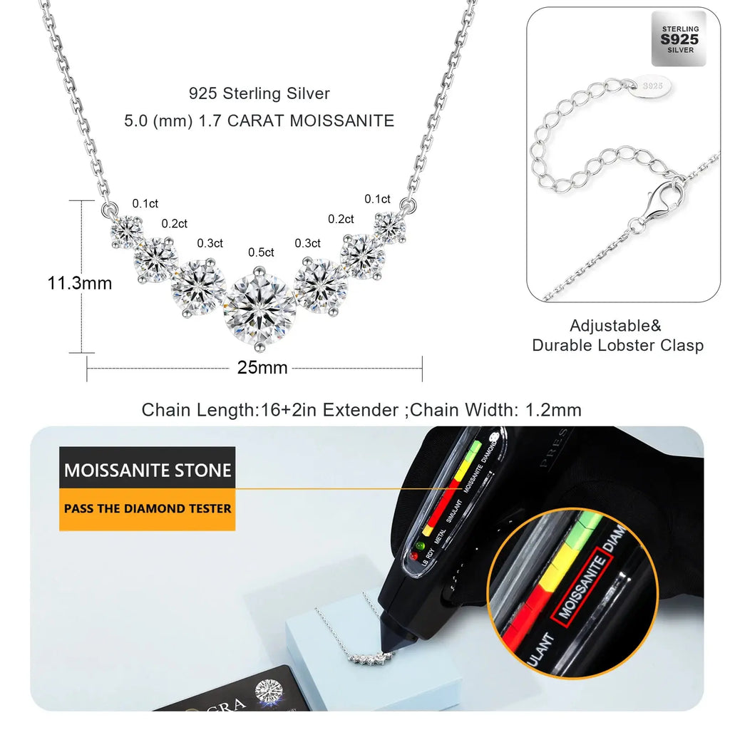 Heart Moissanite Pendant S925 Sterling Silver Chain Women Smile - USMJ0258 AliExpress-Dropship