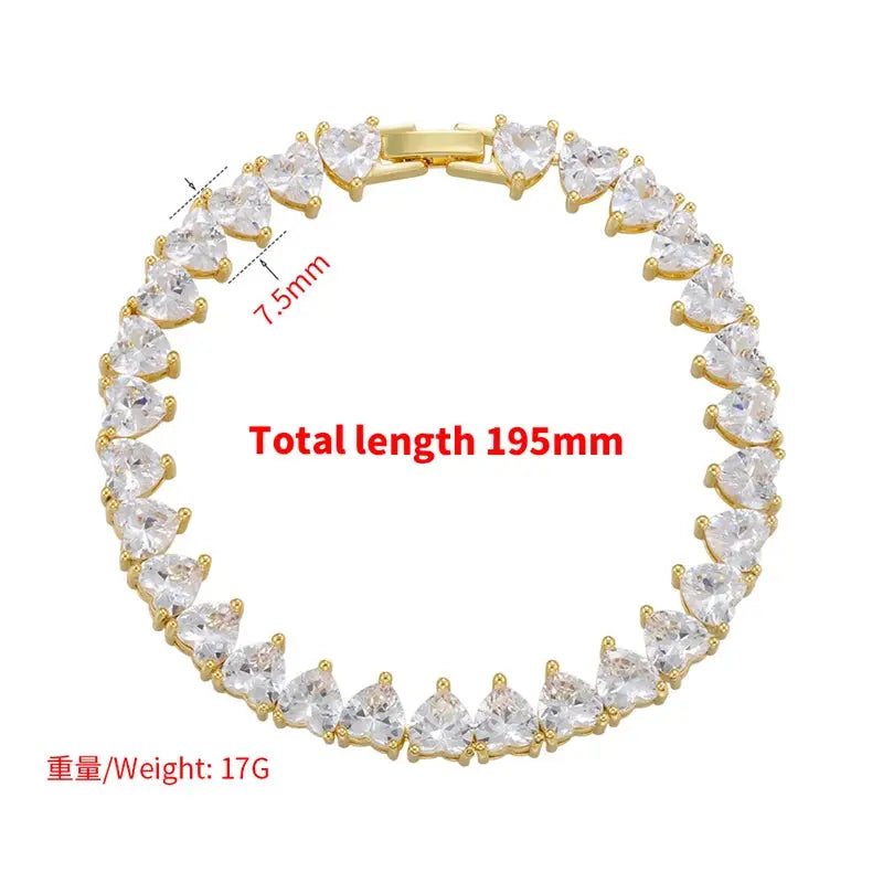 5A heart shape CZ iced out bling heart CZ tennis necklace - USMJ0250 AliExpress-Dropship