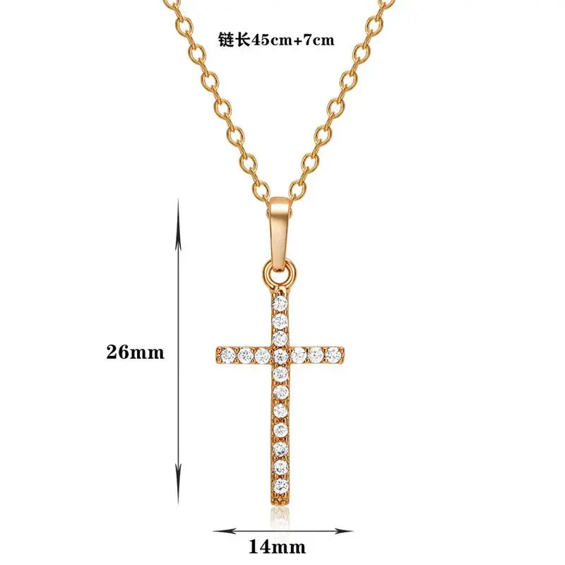 Golden Silver Color Crystal Jesus Cross Pendant Necklace Jewelry - USMJ0259 AliExpress-Dropship