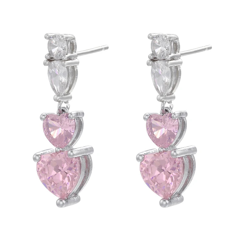 5A heart shape CZ iced out bling heart CZ tennis necklace - USMJ0250