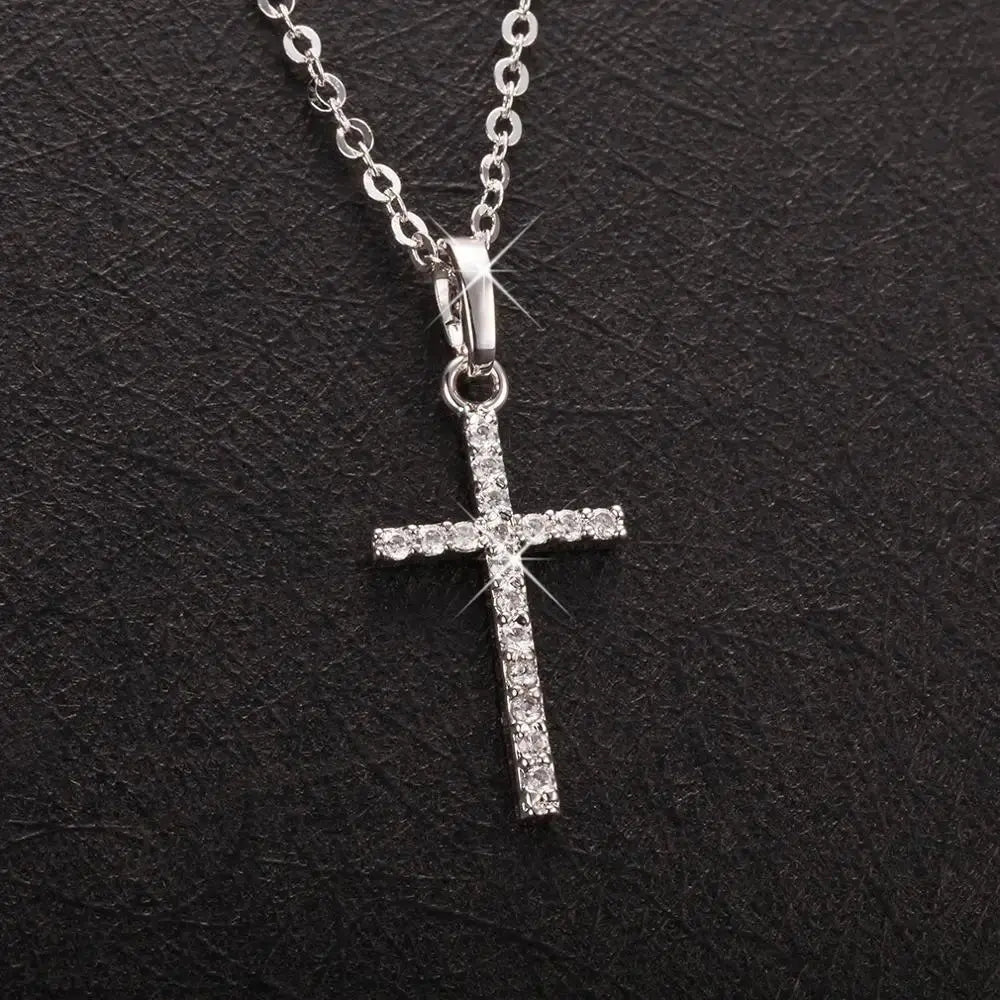 Golden Silver Color Crystal Jesus Cross Pendant Necklace Jewelry - USMJ0259 AliExpress-Dropship