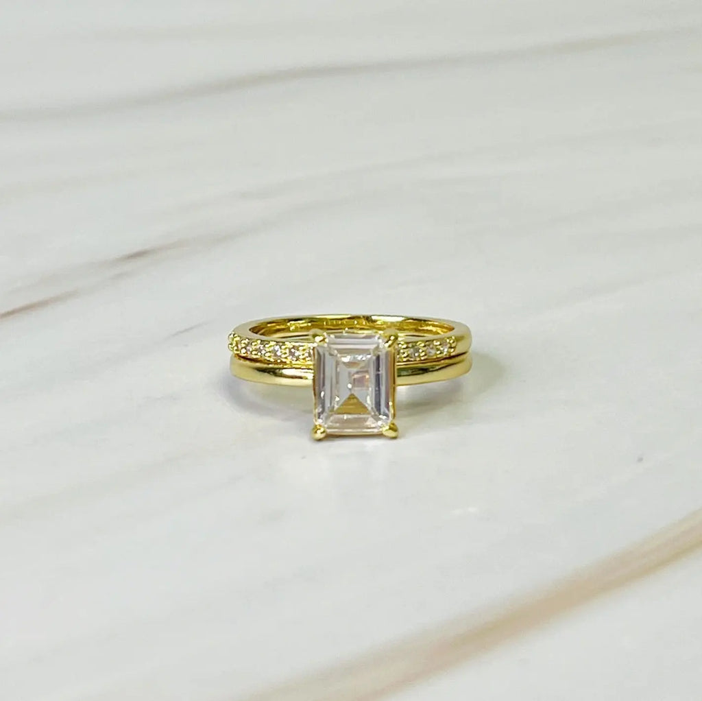 Emerald Cut Solitaire Ring Set Of 2 - USMJ0325 DC-Ellison+Young