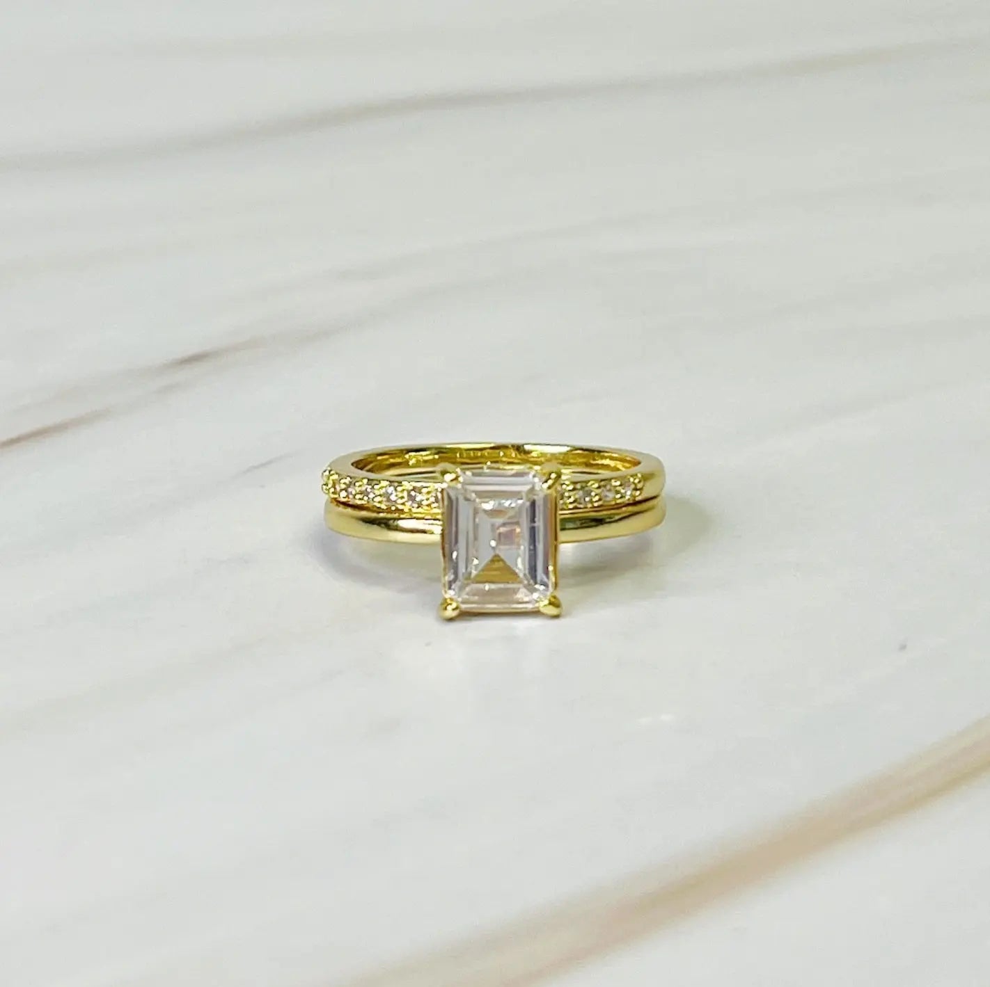 Emerald Cut Solitaire Ring Set Of 2 - USMJ0325 DC-Ellison+Young
