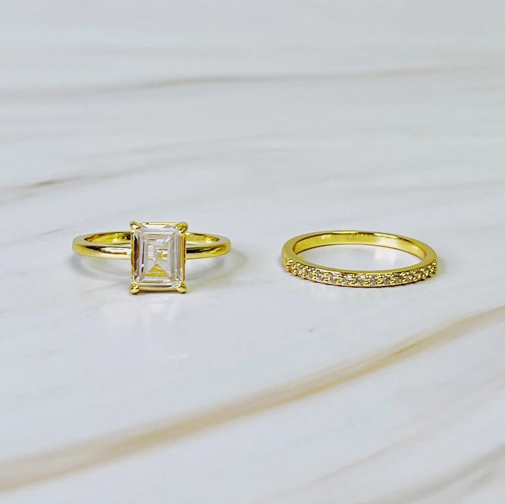 Emerald Cut Solitaire Ring Set Of 2 - USMJ0325 DC-Ellison+Young