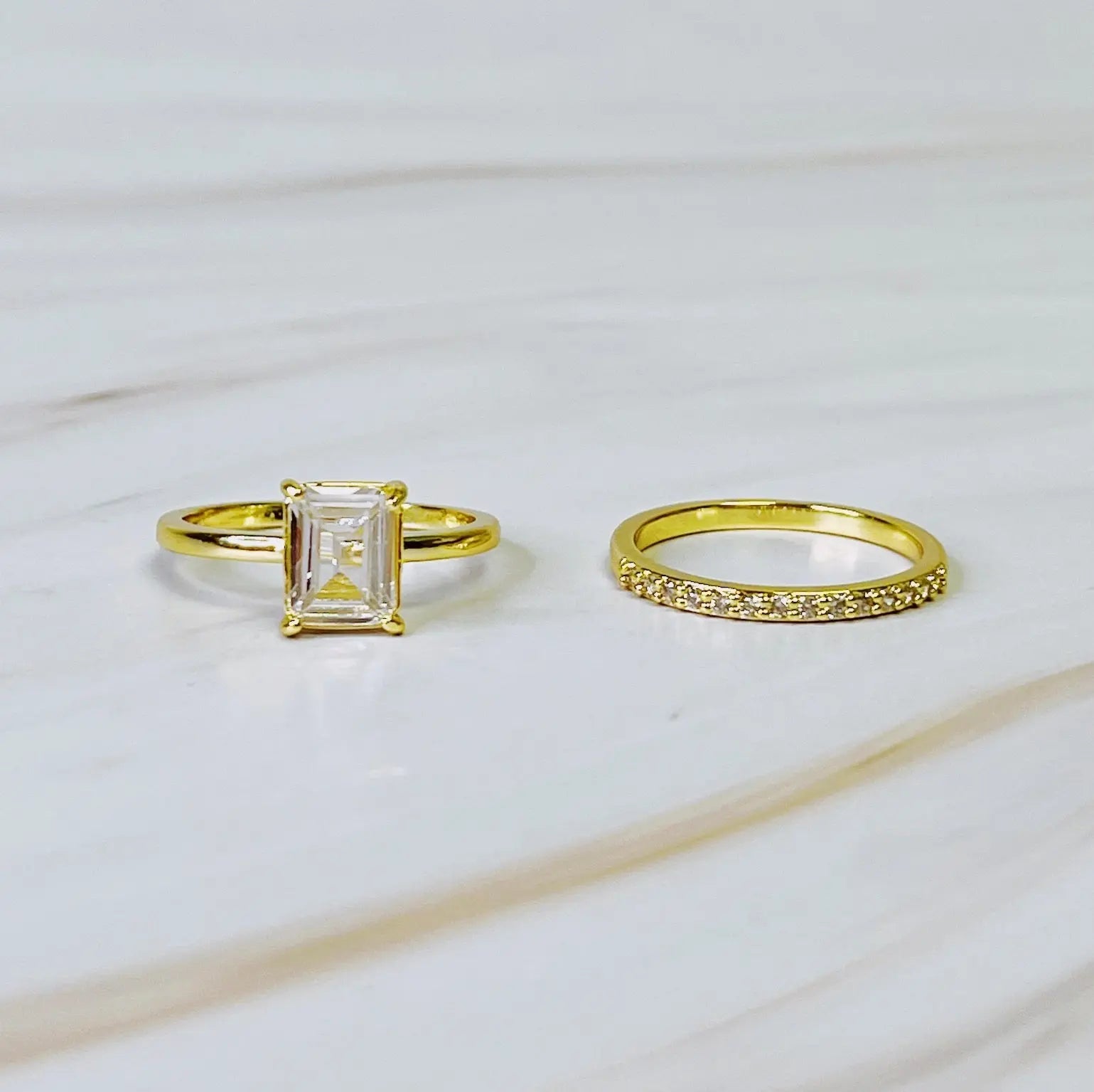 Emerald Cut Solitaire Ring Set Of 2 - USMJ0325 DC-Ellison+Young