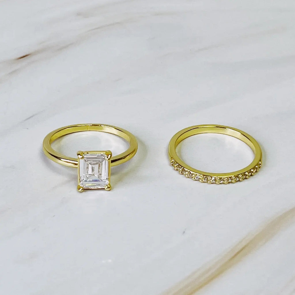 Emerald Cut Solitaire Ring Set Of 2 - USMJ0325 DC-Ellison+Young