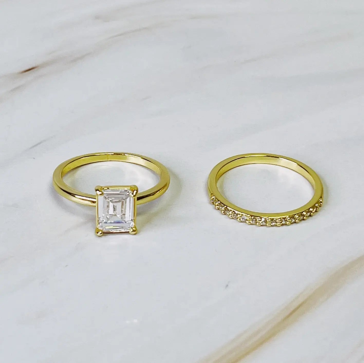 Emerald Cut Solitaire Ring Set Of 2 - USMJ0325 DC-Ellison+Young