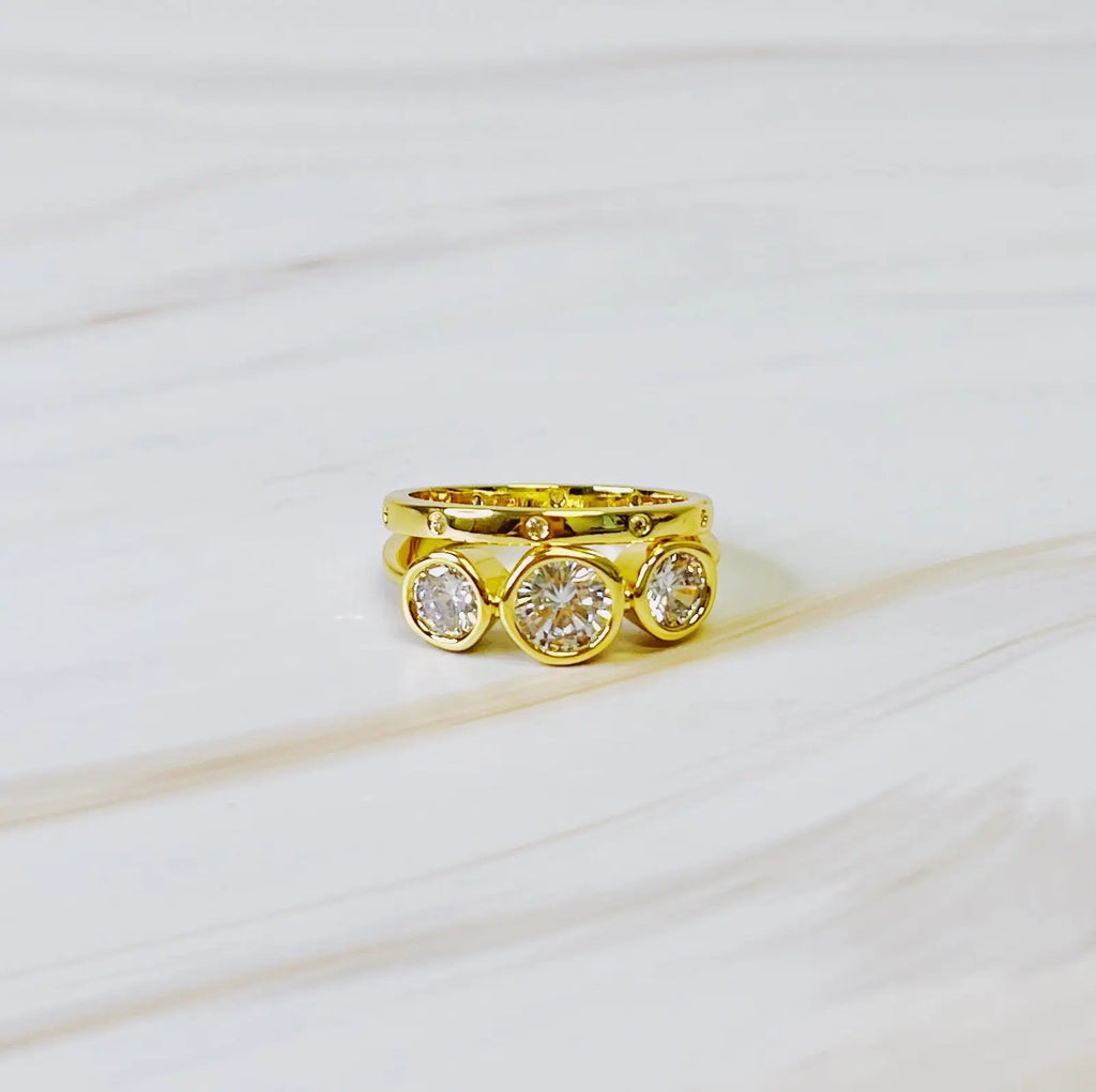Trio Bezel Stone Ring Set Of 2 - USMJ0322 DC-Ellison+Young