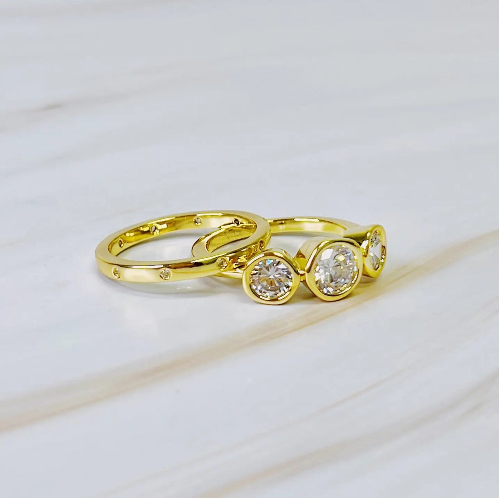 Trio Bezel Stone Ring Set Of 2 - USMJ0322 DC-Ellison+Young