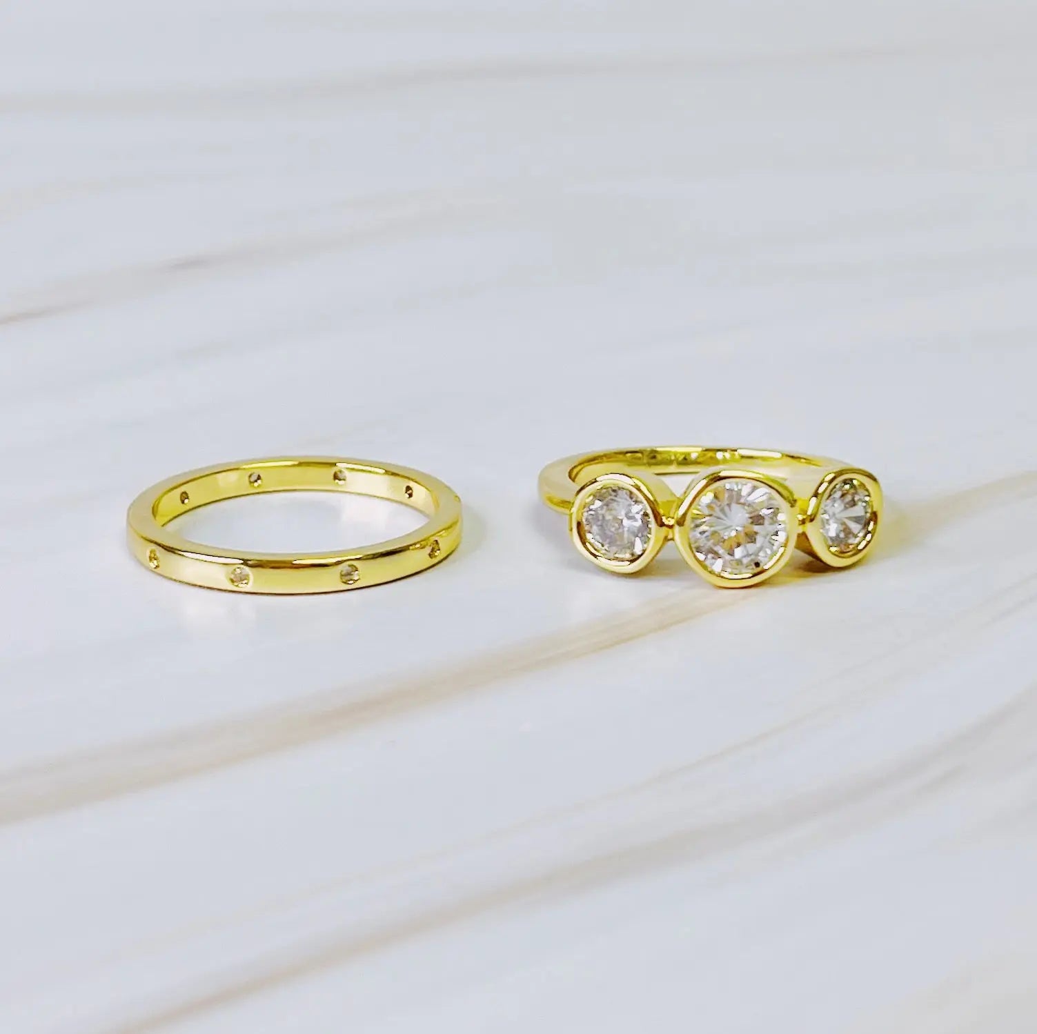 Trio Bezel Stone Ring Set Of 2 - USMJ0322 DC-Ellison+Young
