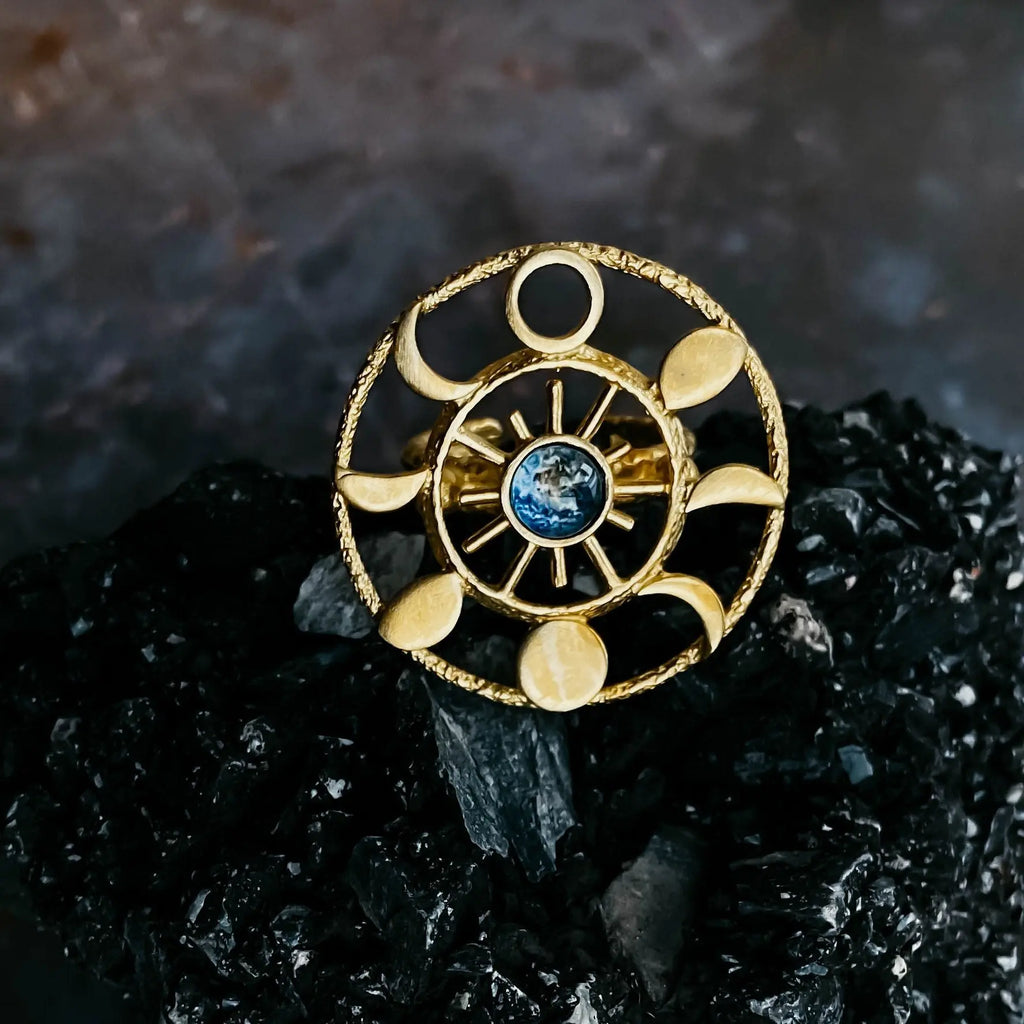 Large Moon Phase Statement Cocktail Ring - USMJ0335 DC-Yugen Handmade