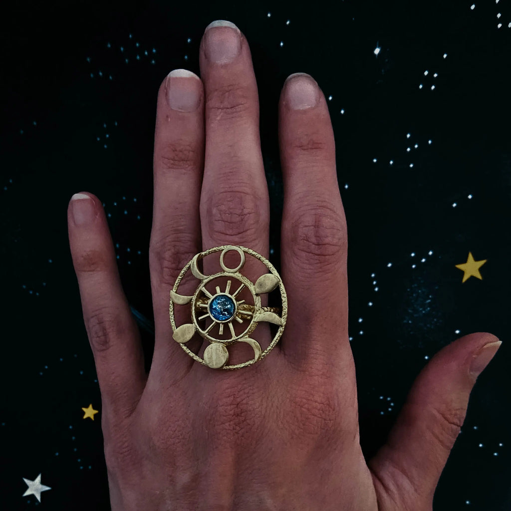 Large Moon Phase Statement Cocktail Ring - USMJ0335 DC-Yugen Handmade