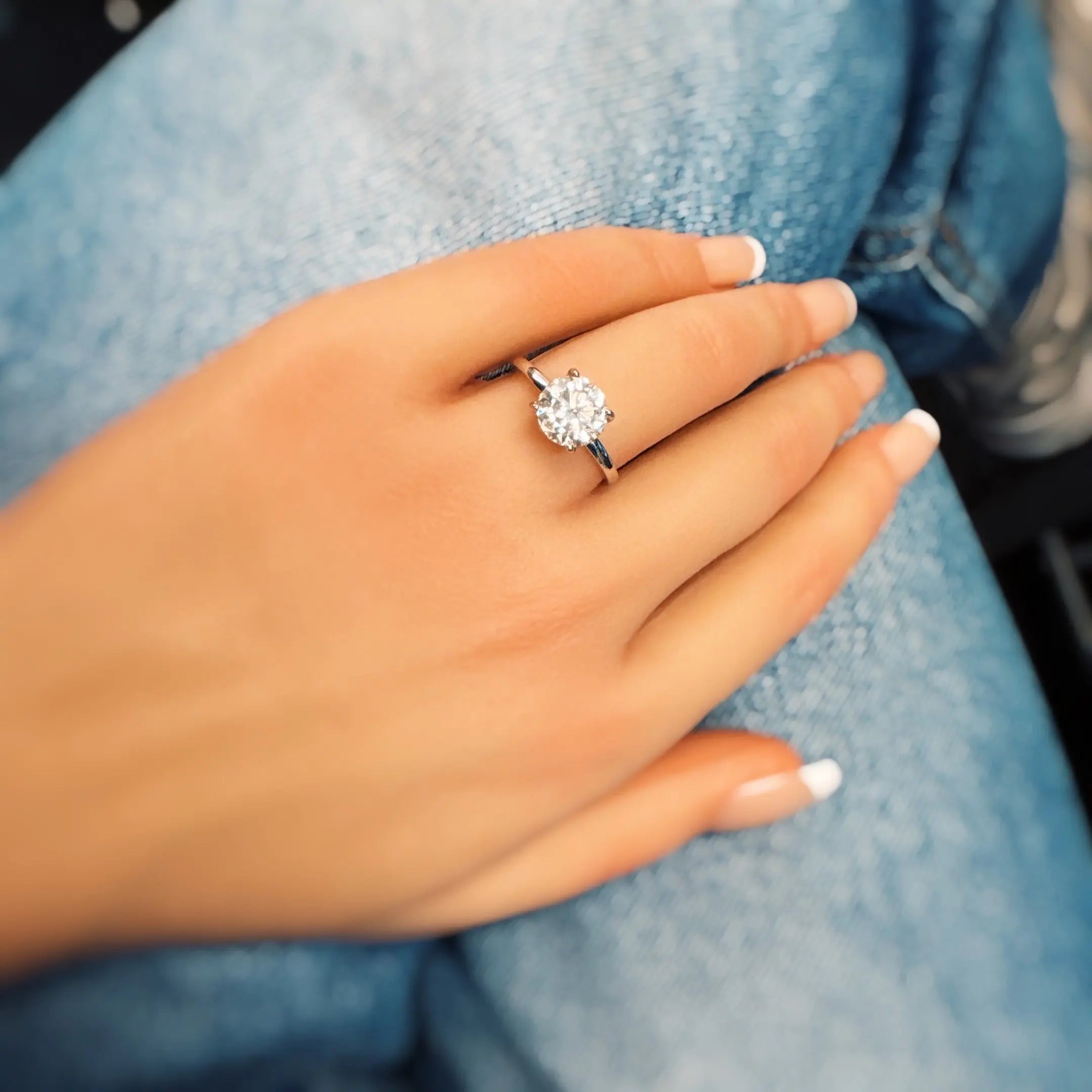 Paved Halo Solitaire Moissanite Ring - USMJ0323 DC-Ellison+Young