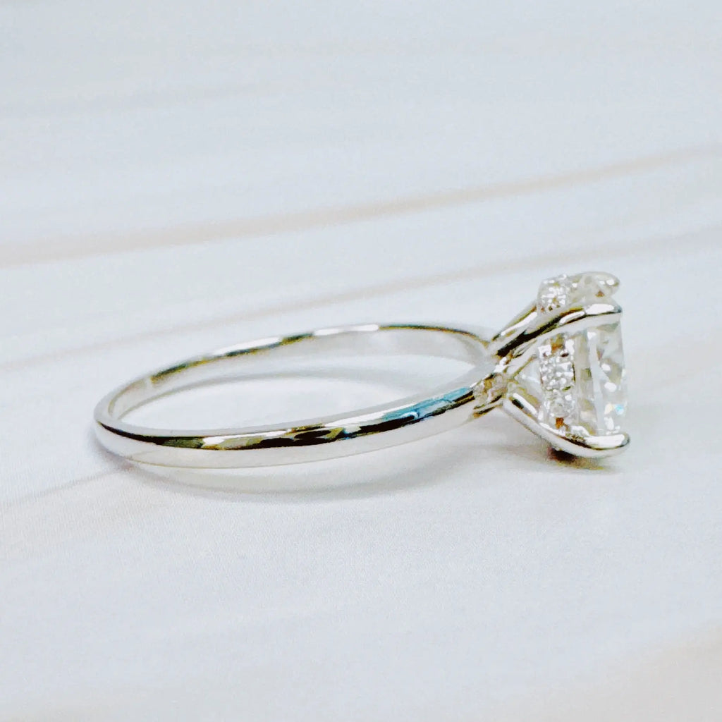Paved Halo Solitaire Moissanite Ring - USMJ0323 DC-Ellison+Young