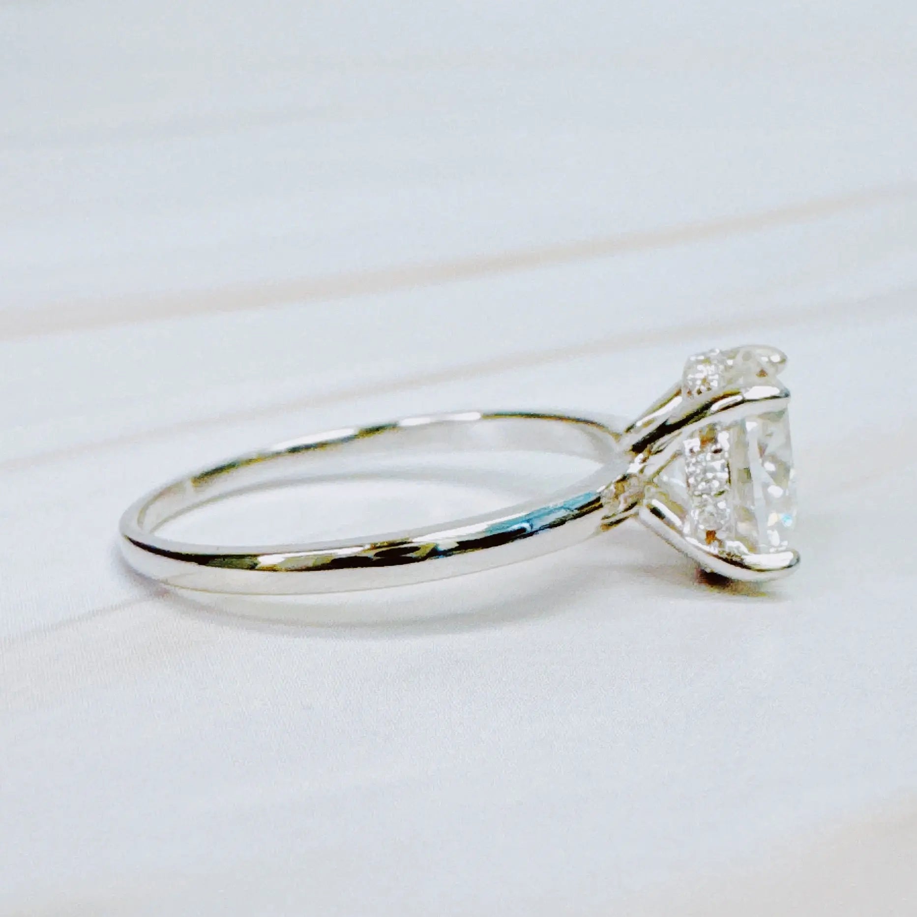 Paved Halo Solitaire Moissanite Ring - USMJ0323 DC-Ellison+Young