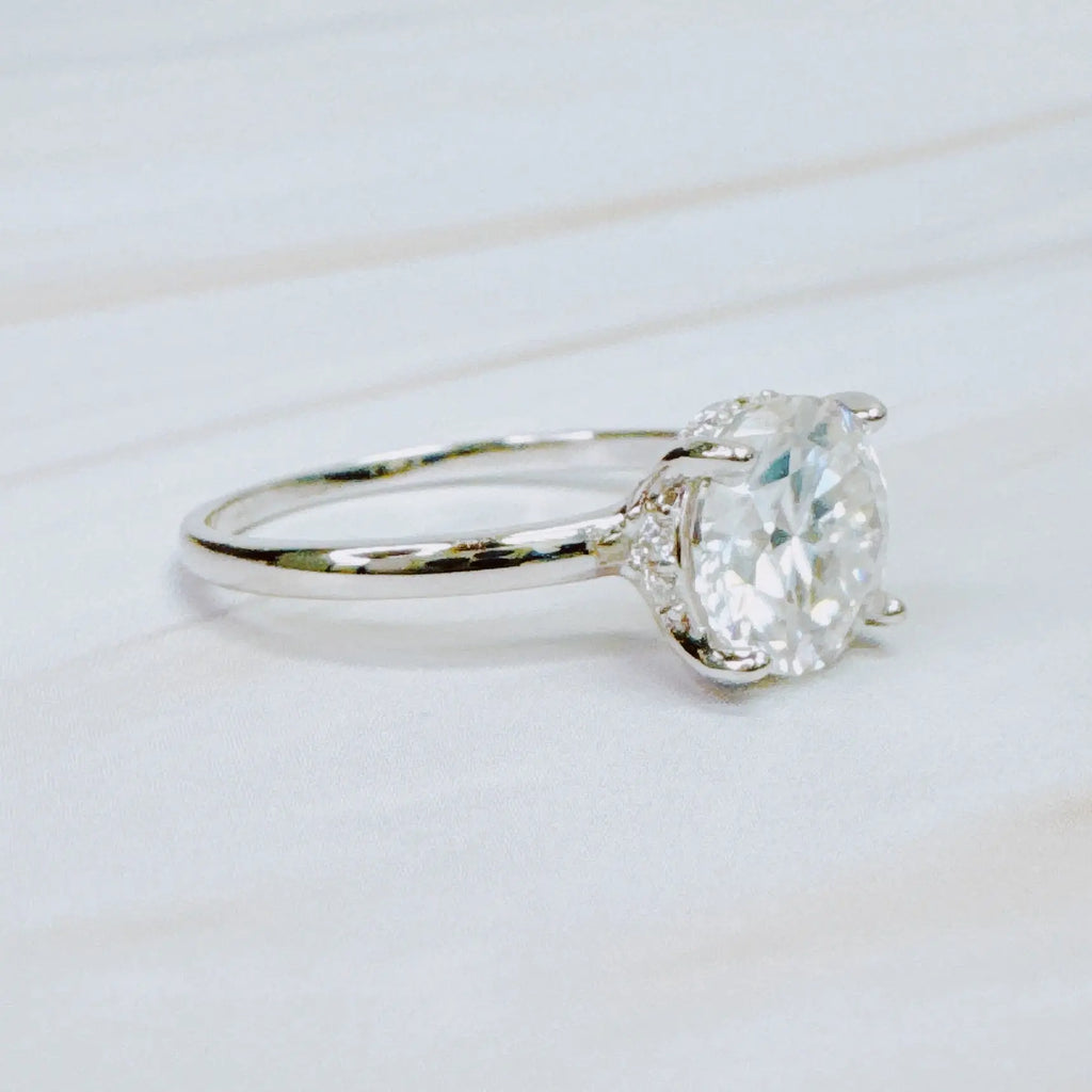 Paved Halo Solitaire Moissanite Ring - USMJ0323 DC-Ellison+Young