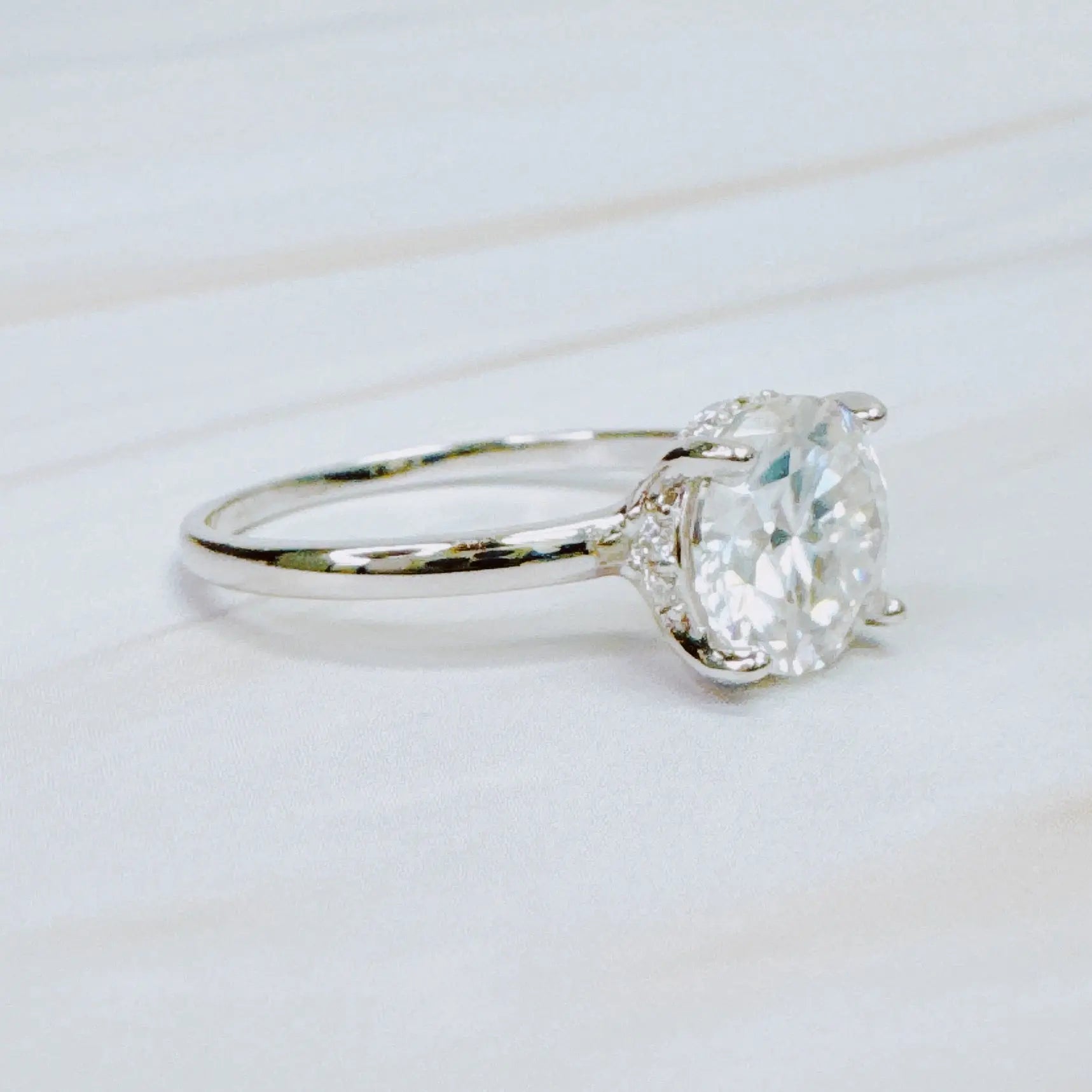 Paved Halo Solitaire Moissanite Ring - USMJ0323 DC-Ellison+Young
