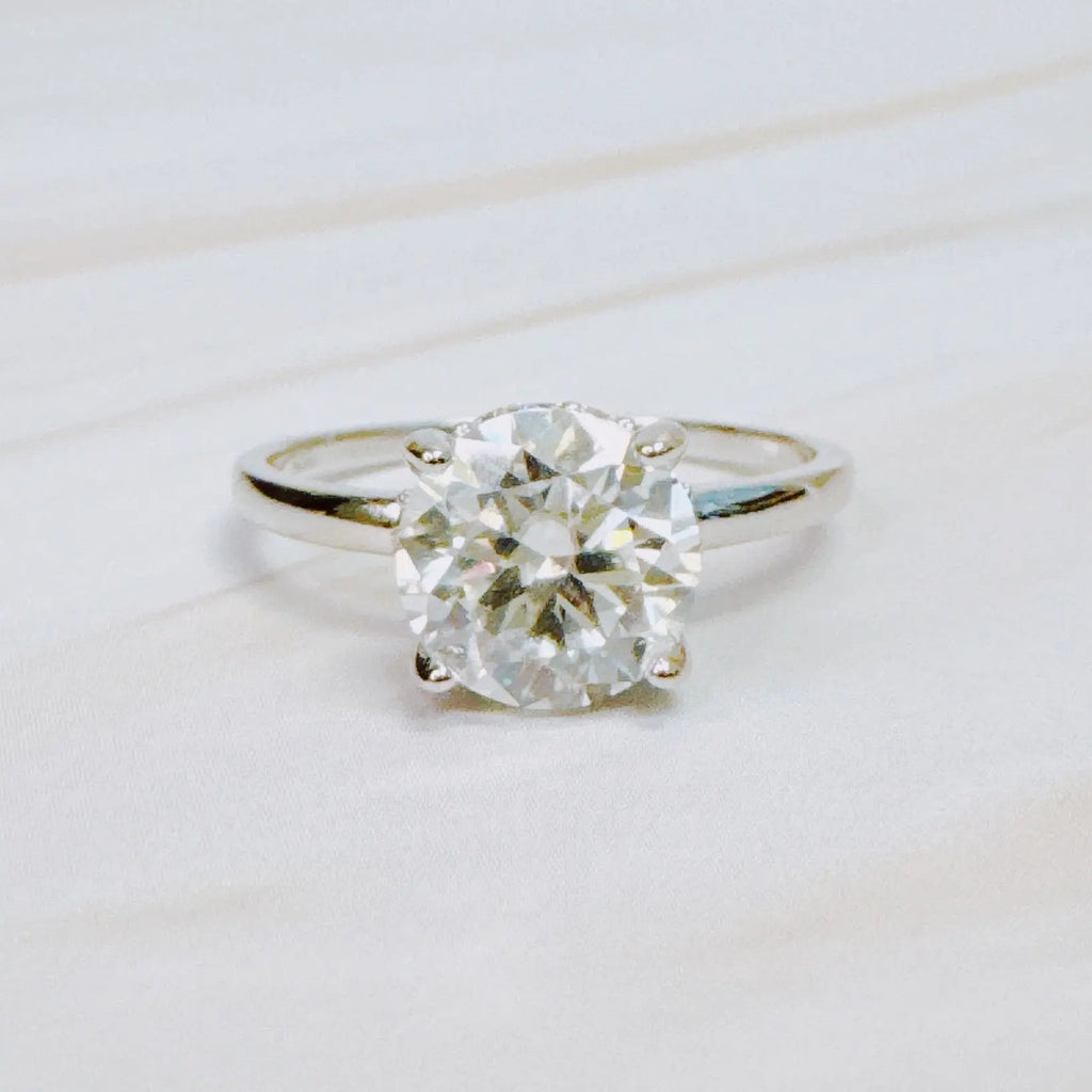 Paved Halo Solitaire Moissanite Ring - USMJ0323 DC-Ellison+Young