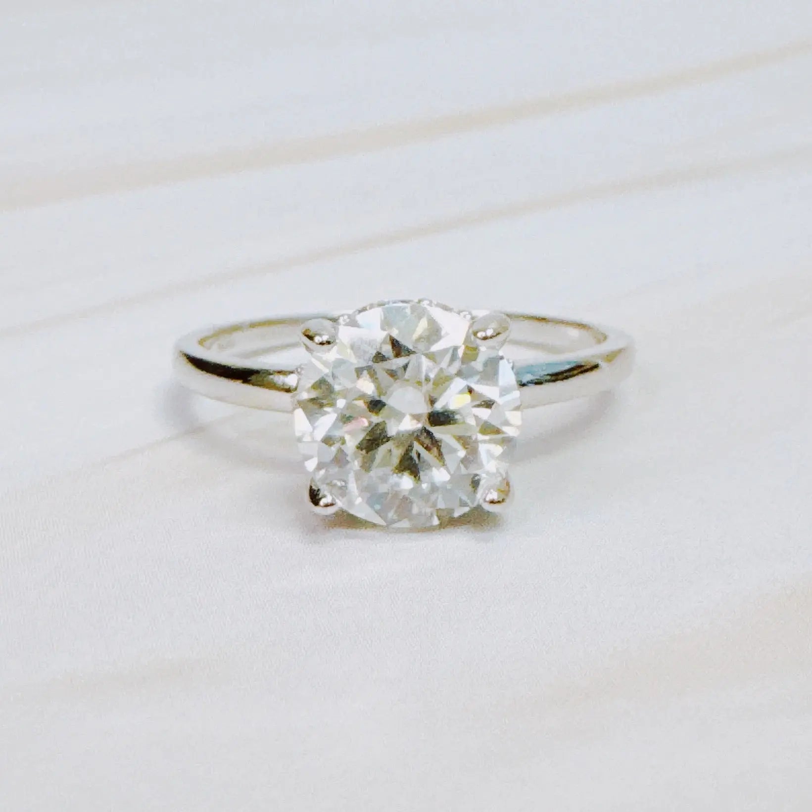 Paved Halo Solitaire Moissanite Ring - USMJ0323 DC-Ellison+Young