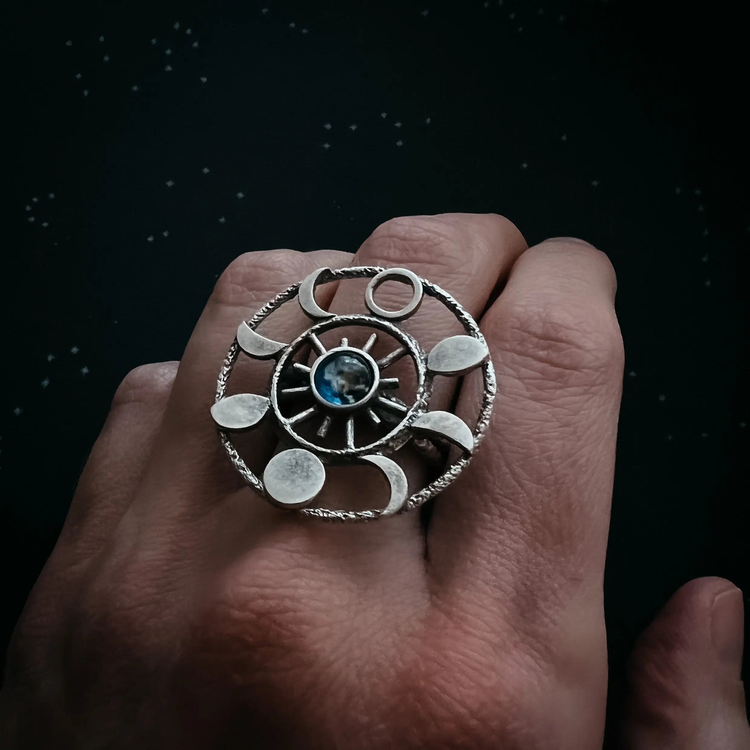Large Moon Phase Statement Cocktail Ring - USMJ0335 DC-Yugen Handmade