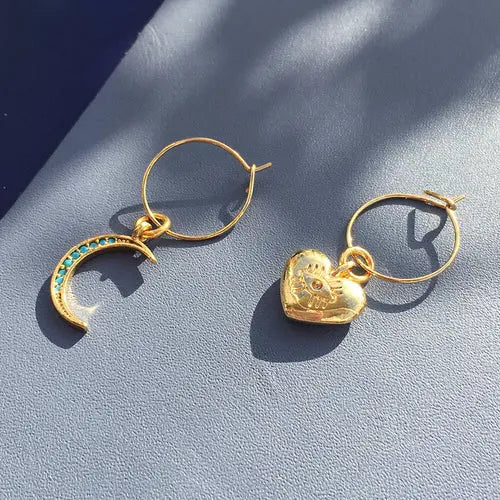 Crystal Moon Earrings - Gold Plated - USMJ081 Yellow Athena