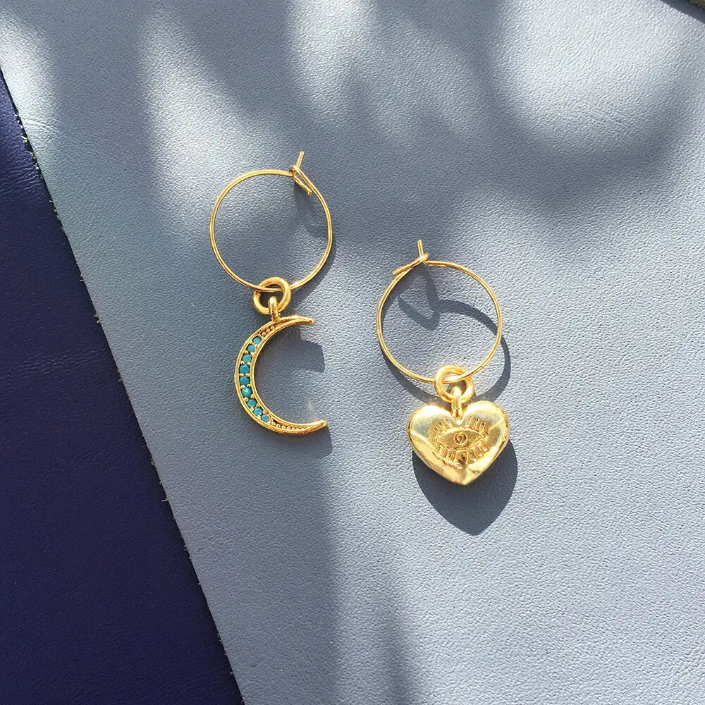 Crystal Moon Earrings - Gold Plated - USMJ081 Yellow Athena