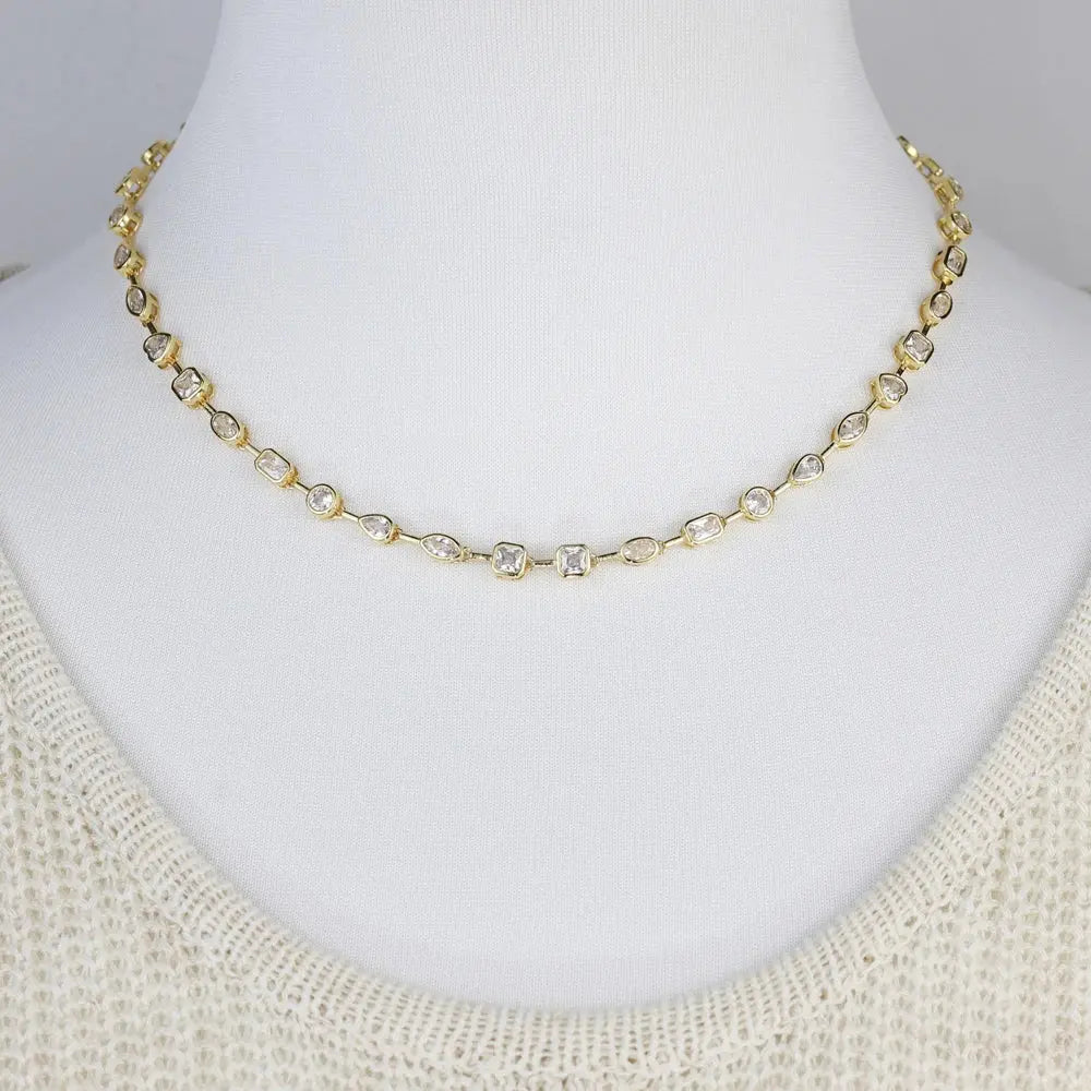 Gold Color Geometric Various Shaped Bezel Chain Bracelet Necklace Set - USMJ0273 AliExpress-Dropship