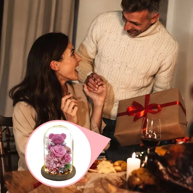 Girlfriend Eternal Preserved Rose Flower Gift Box Teddy Bear - USMGD0183 AliExpress-Dropship