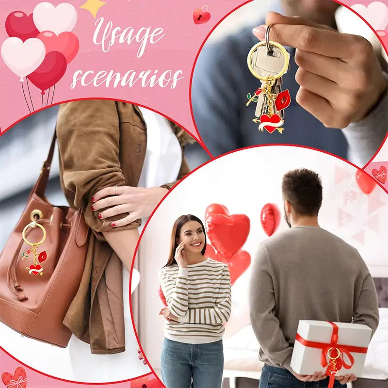 6pcs Heart Keychains with Cards Organza Bags - USMGD0192 AliExpress-Dropship