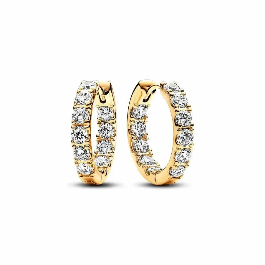 Party Gifts 925 Sterling Silver Gold Color Sparkling Round Heart Earrings - USMJ0200 AliExpress-Dropship