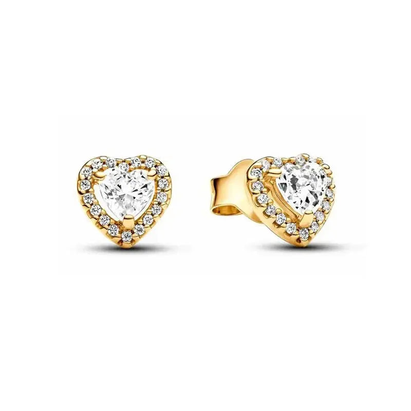 Party Gifts 925 Sterling Silver Gold Color Sparkling Round Heart Earrings - USMJ0200 AliExpress-Dropship