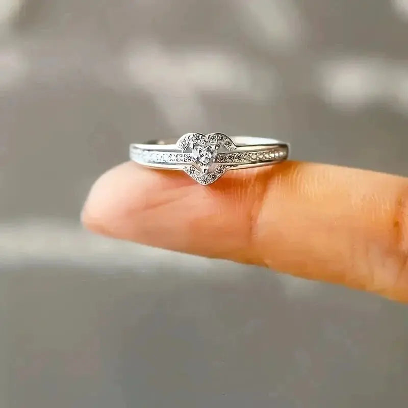 Two tone heart-shaped hollow ring, cubic zirconia crystal - USMJ0196 AliExpress-Dropship
