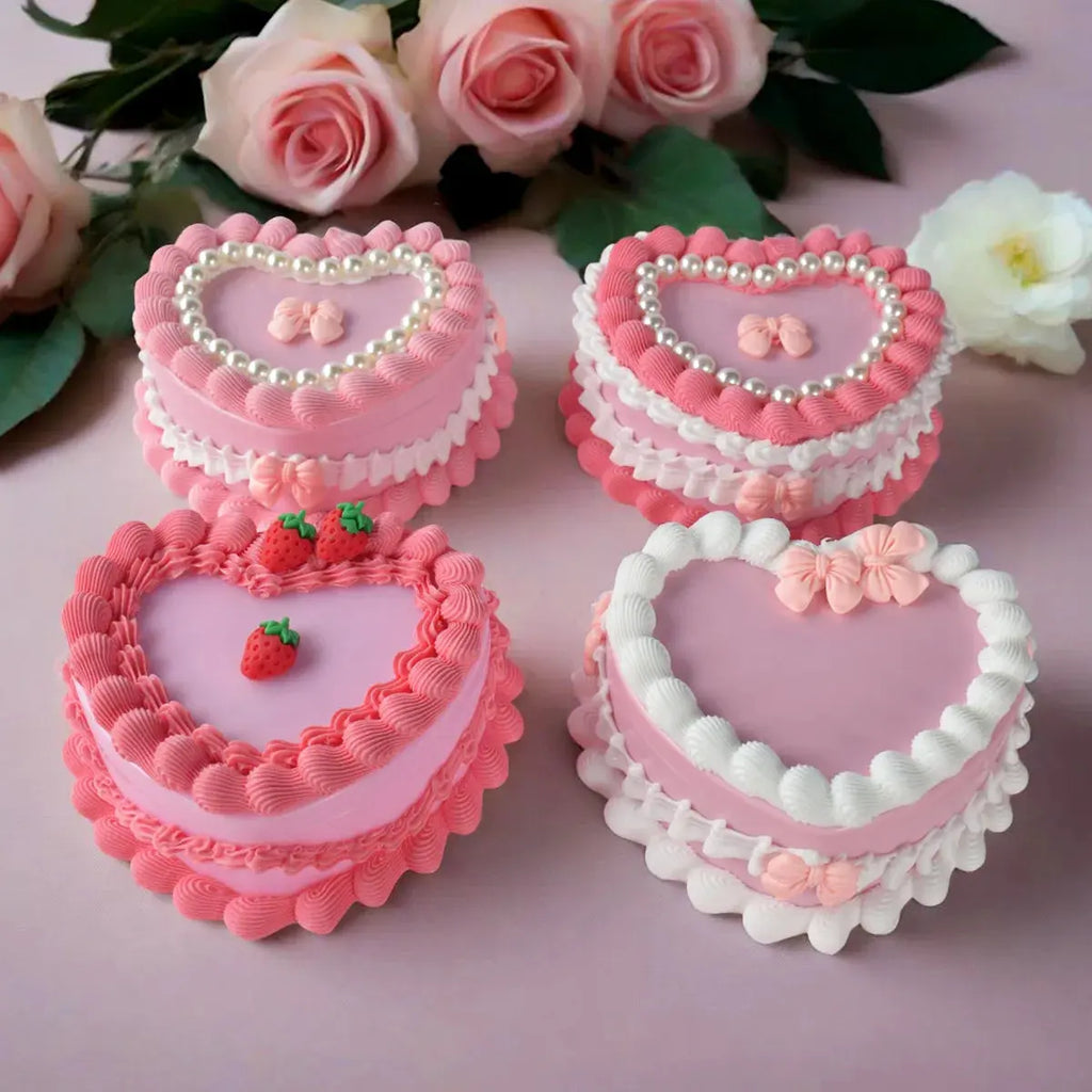 Simulation Heart Shaped Cake Jewelry Box Fake Cream Cake Model - USMGD0187 AliExpress-Dropship