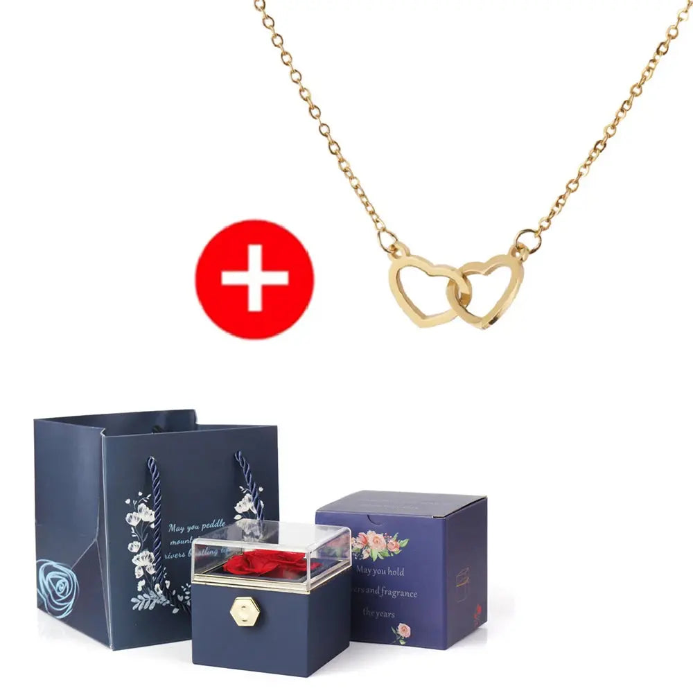 Heart Engraved Name Steel Necklace Eternal Rose Box Wedding Ring Box - USMJ0214 AliExpress-Dropship